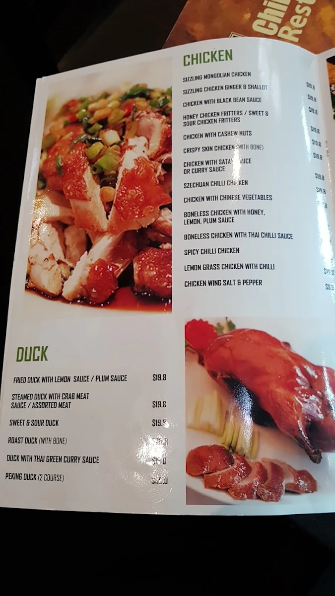 Menu, Chinese Inn