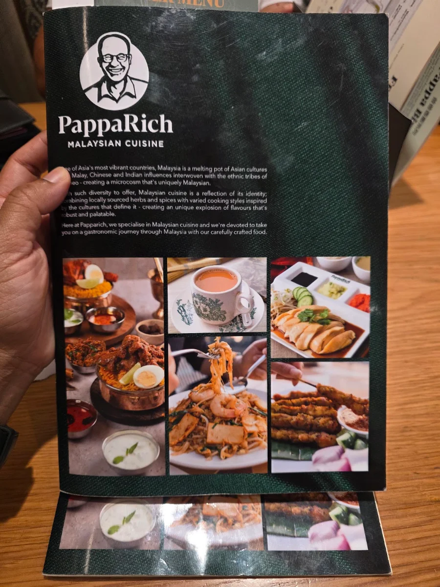 Menu, PappaRich Castle Hill