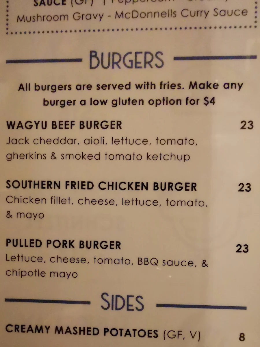 Menu, Criterion Hotel