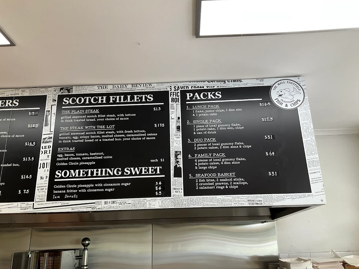 Menu, The Mall Eastfield Traditional Fish & Chips