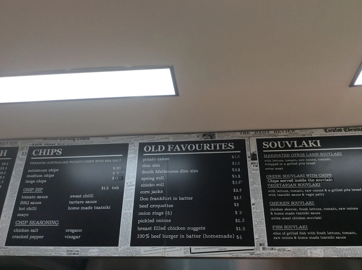 Menu, The Mall Eastfield Traditional Fish & Chips