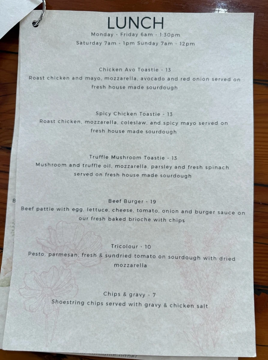Menu, Parap Bakery