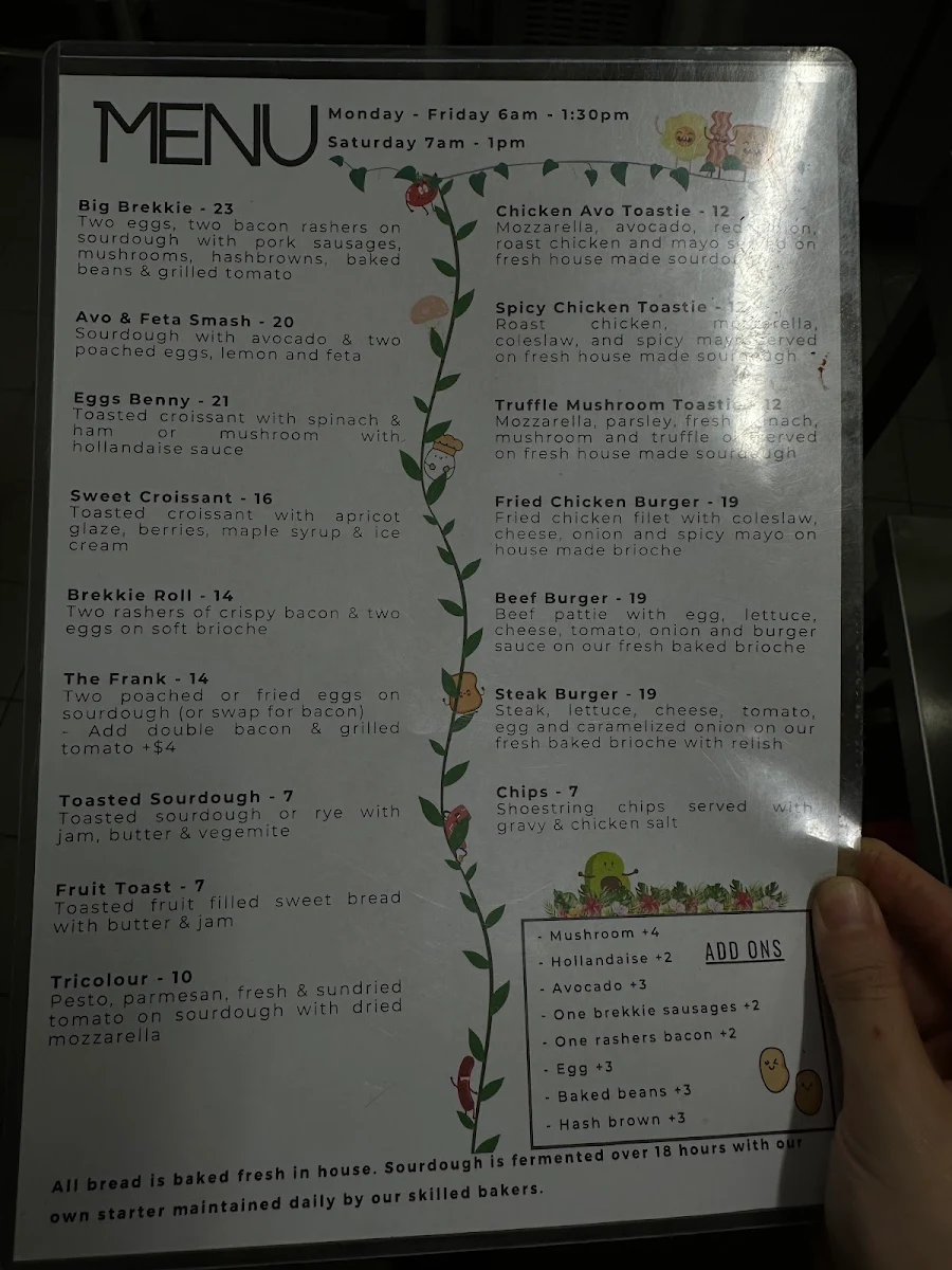 Menu, Parap Bakery