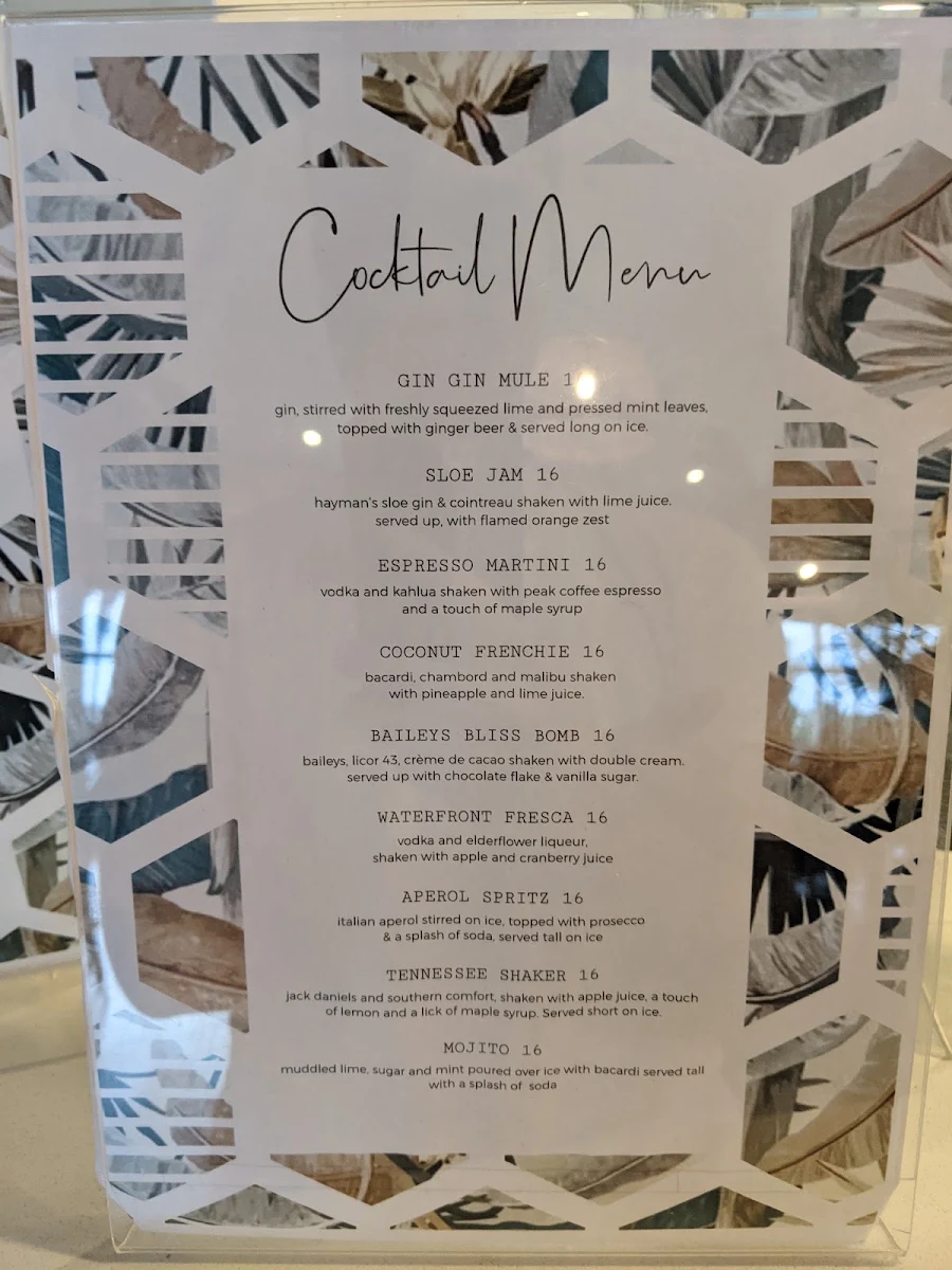 Menu, Waterfront Pavilion