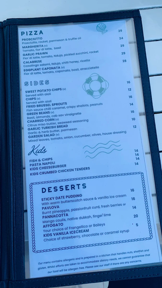 Menu, Manly 16ft Skiff Sailing Club