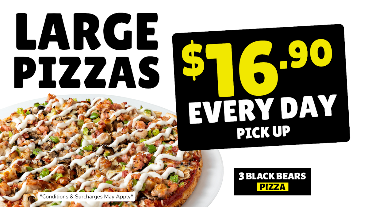 Menu, 3 Black Bears Pizza Caloundra