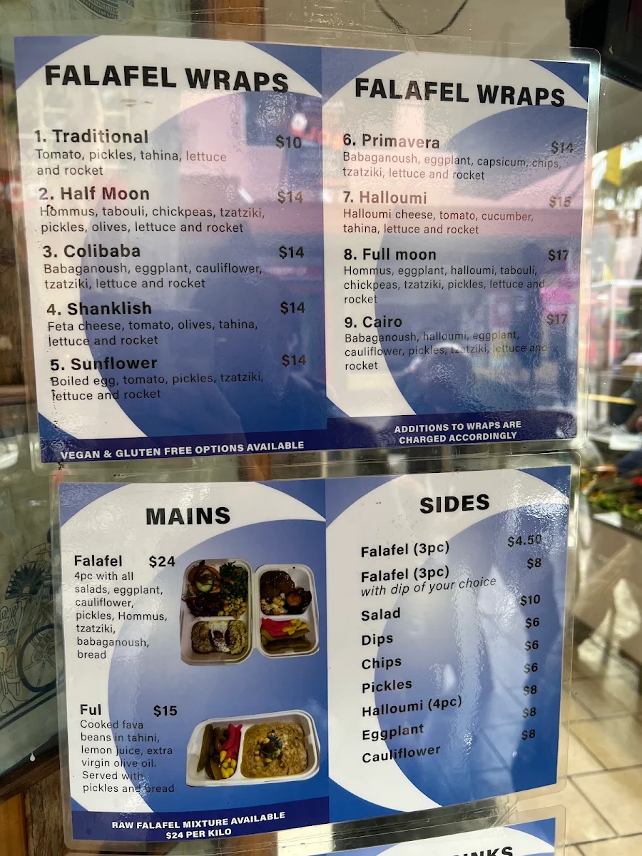 Menu, Half Moon Cafe