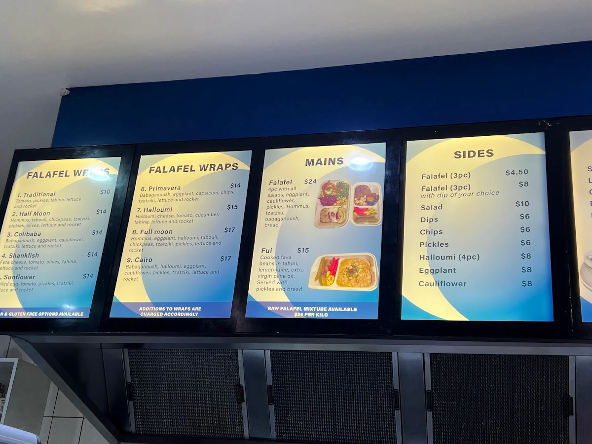 Menu, Half Moon Cafe