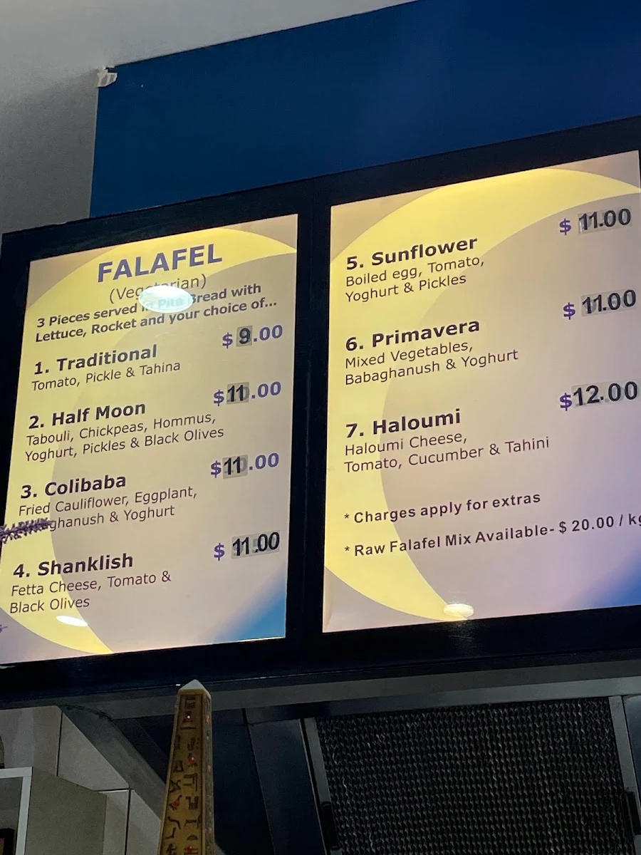 Menu, Half Moon Cafe