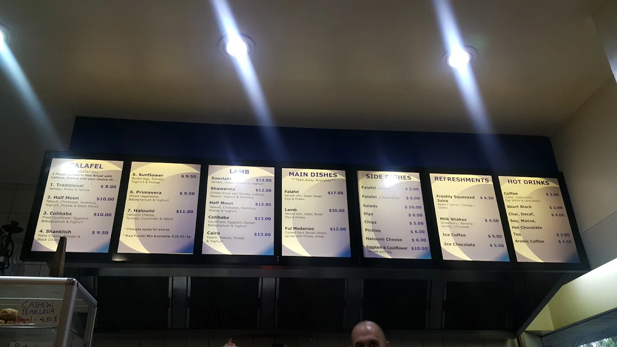 Menu, Half Moon Cafe