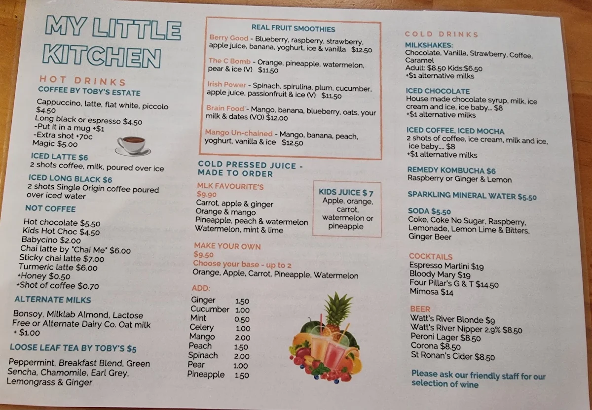Menu, My Little Kitchen Cafe & Bar