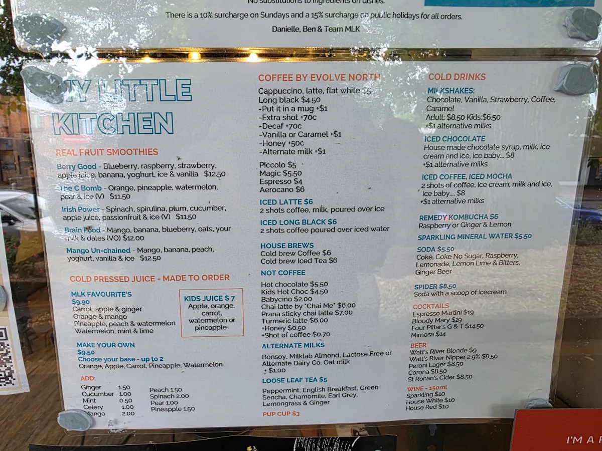 Menu, My Little Kitchen Cafe & Bar