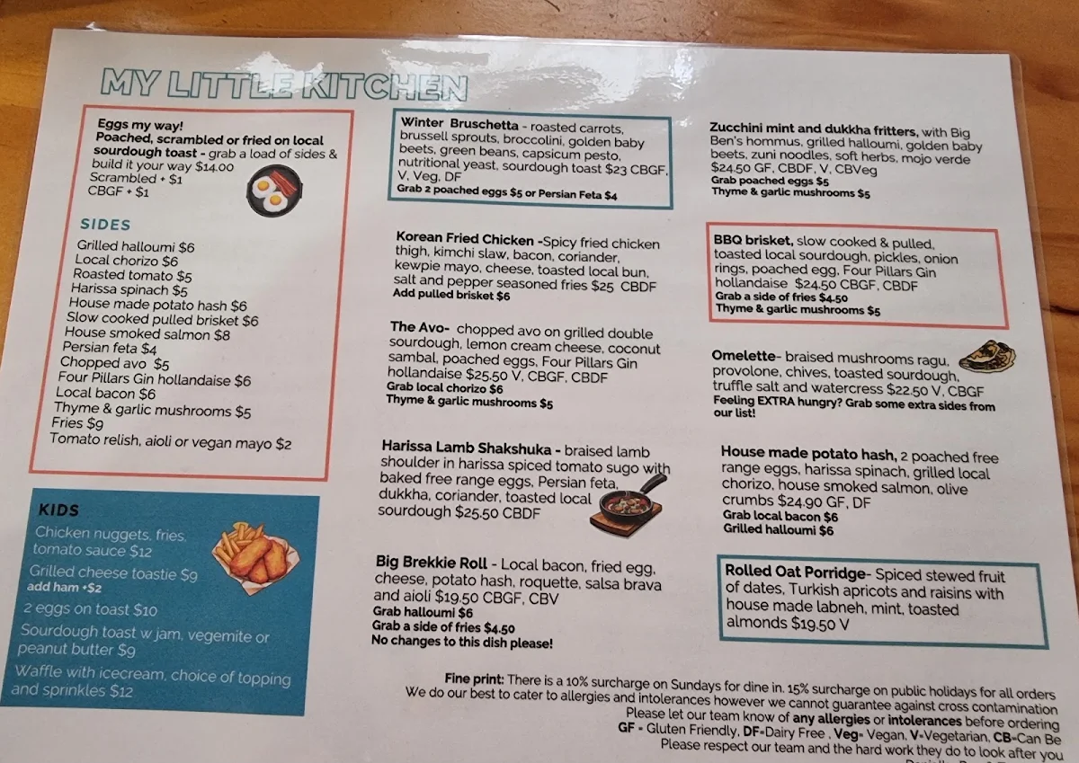Menu, My Little Kitchen Cafe & Bar
