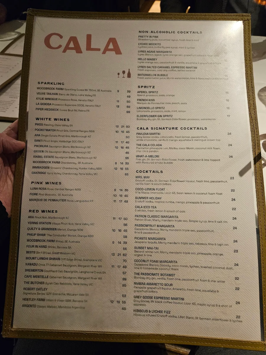 Menu, The Winston