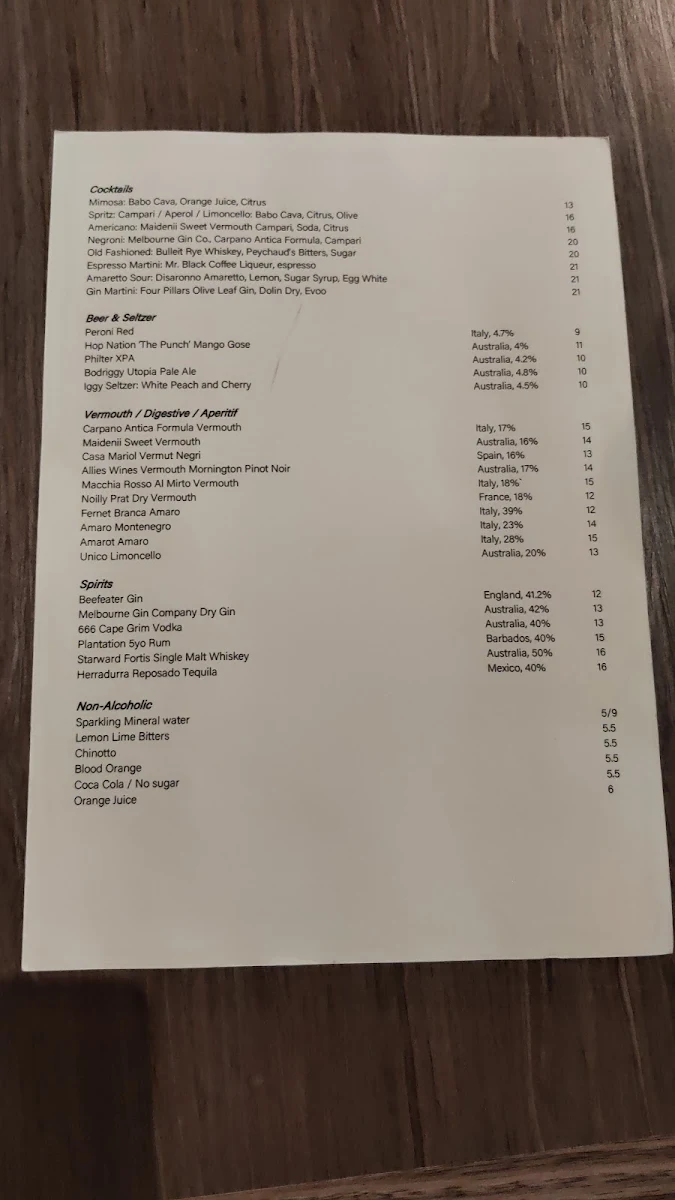 Menu, Greta