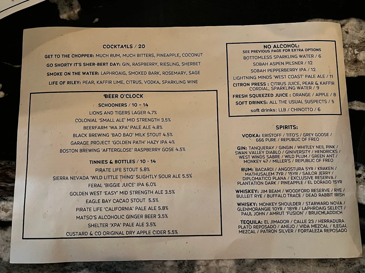 Menu, Lions And Tigers
