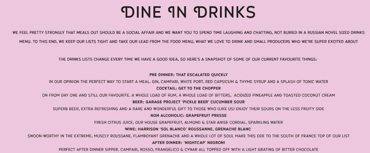 Menu, Lions And Tigers