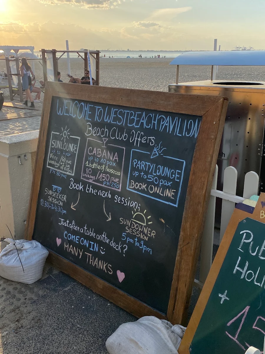 Menu, West Beach Pavilion