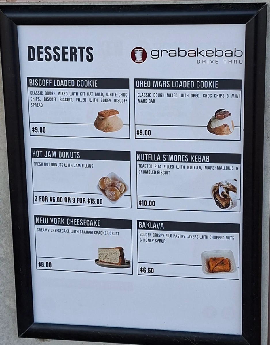 Menu, Grab A Kebab Drive Thru