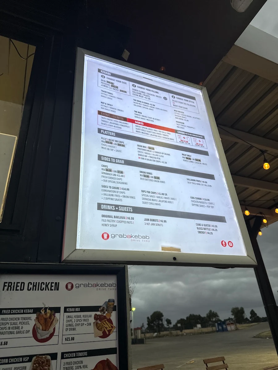 Menu, Grab A Kebab Drive Thru