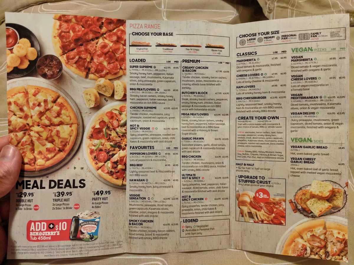 Menu, Pizza Hut