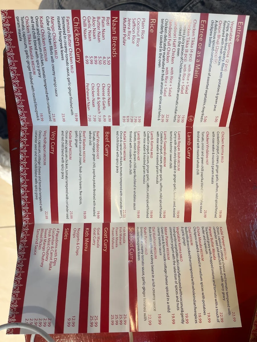 Menu, Curry Express 🥗