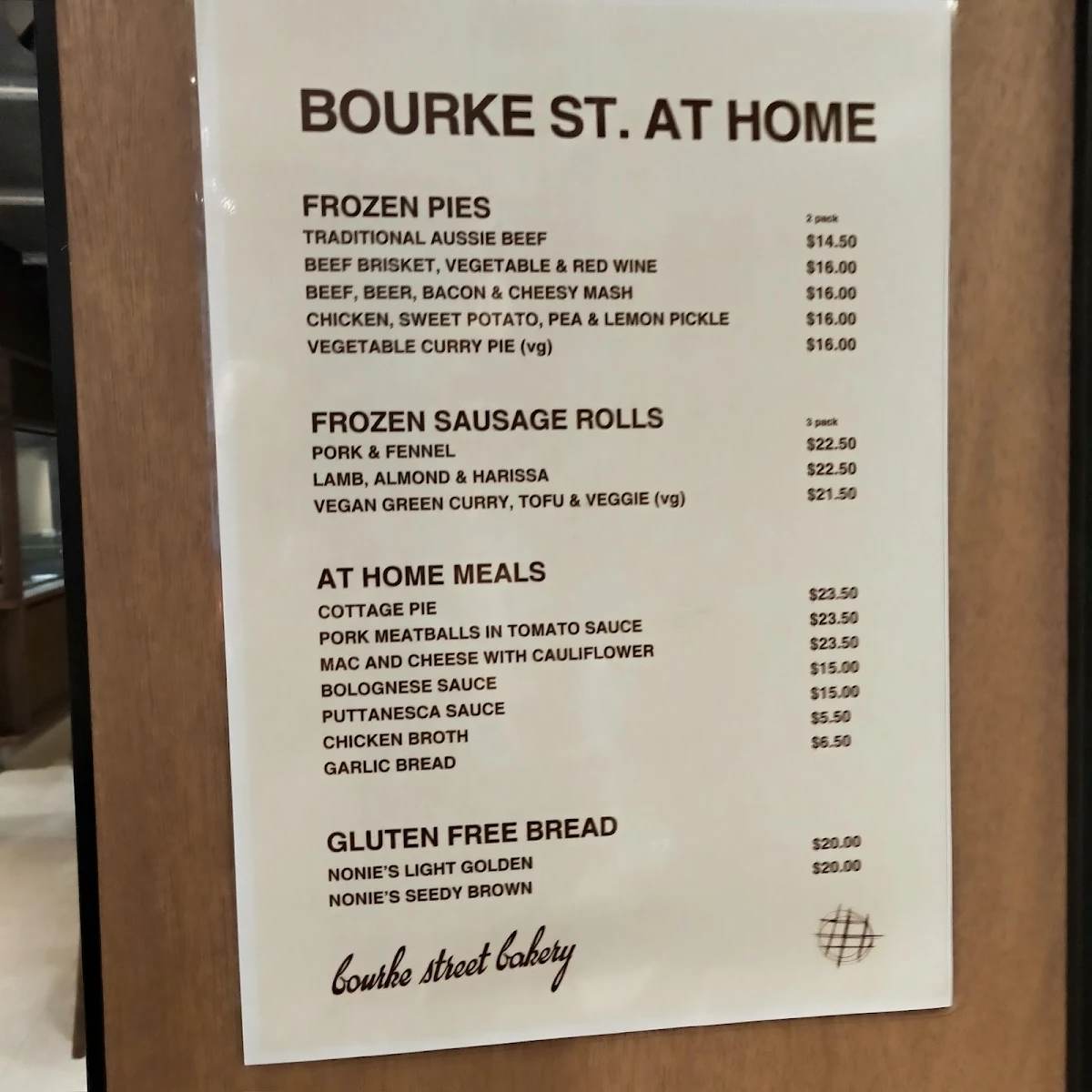 Menu, Bourke Street Bakery Kogarah