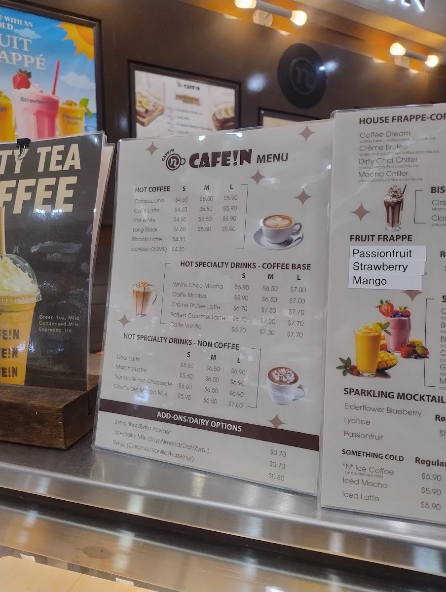 Menu, Cafe!n