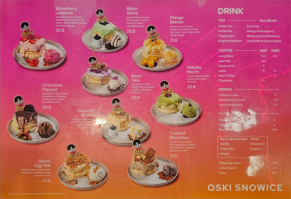 Menu, Oski SnowIce
