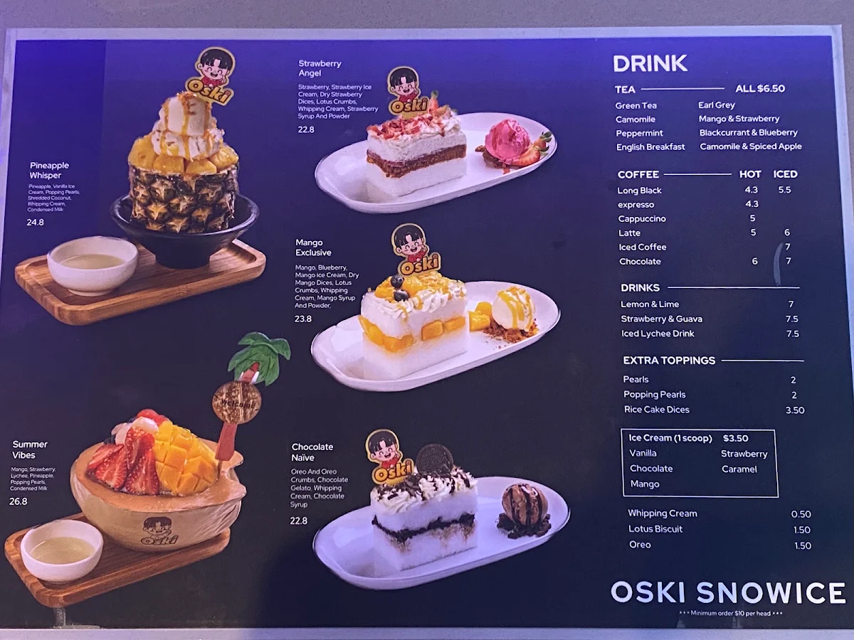 Menu, Oski SnowIce