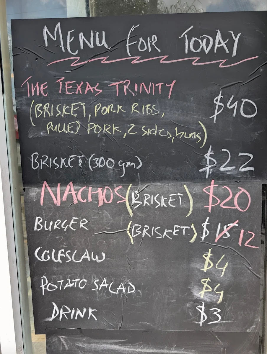 Menu, Texas Star BBQ