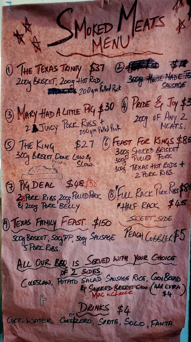 Menu, Texas Star BBQ