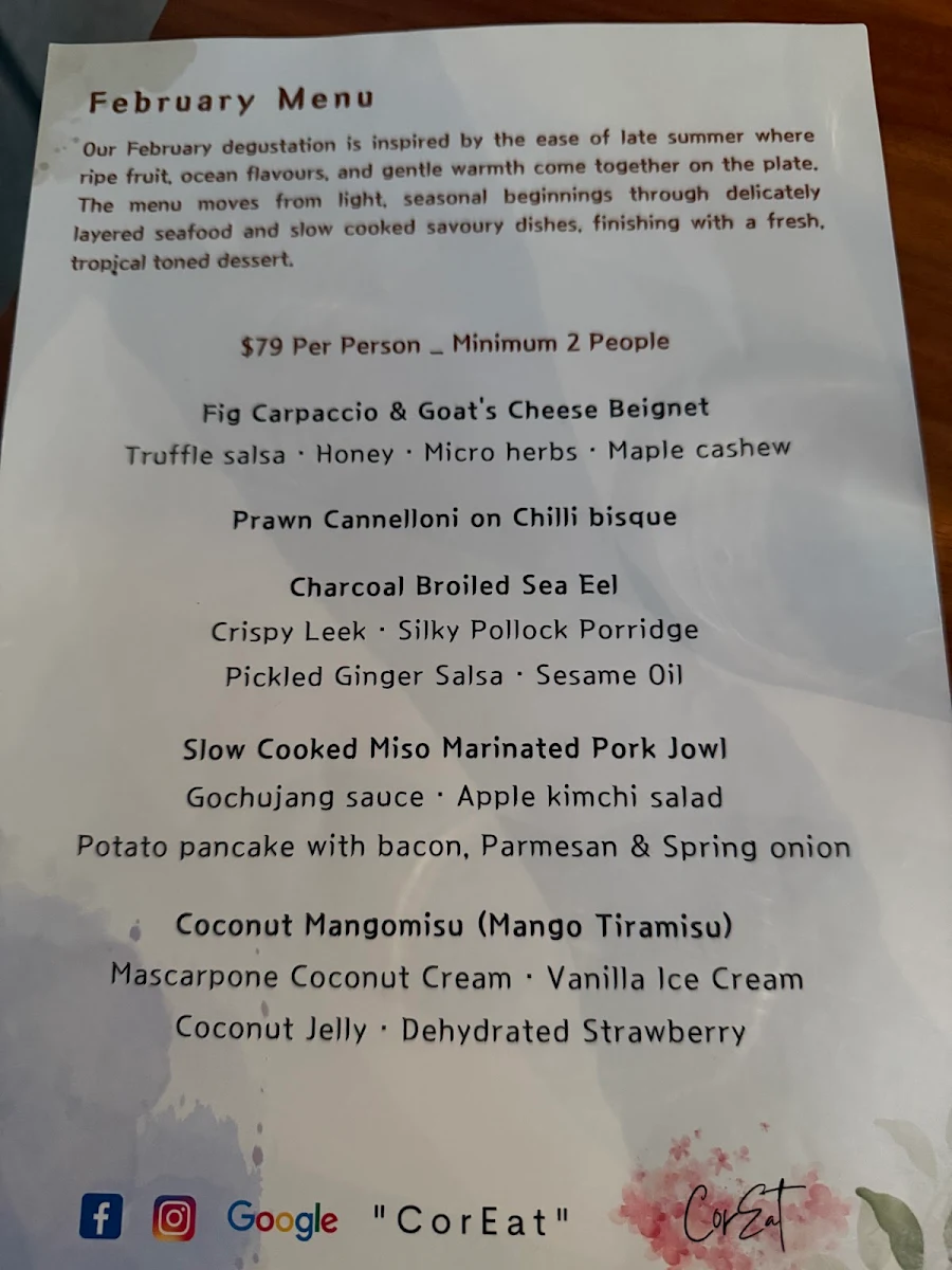 Menu, CorEat