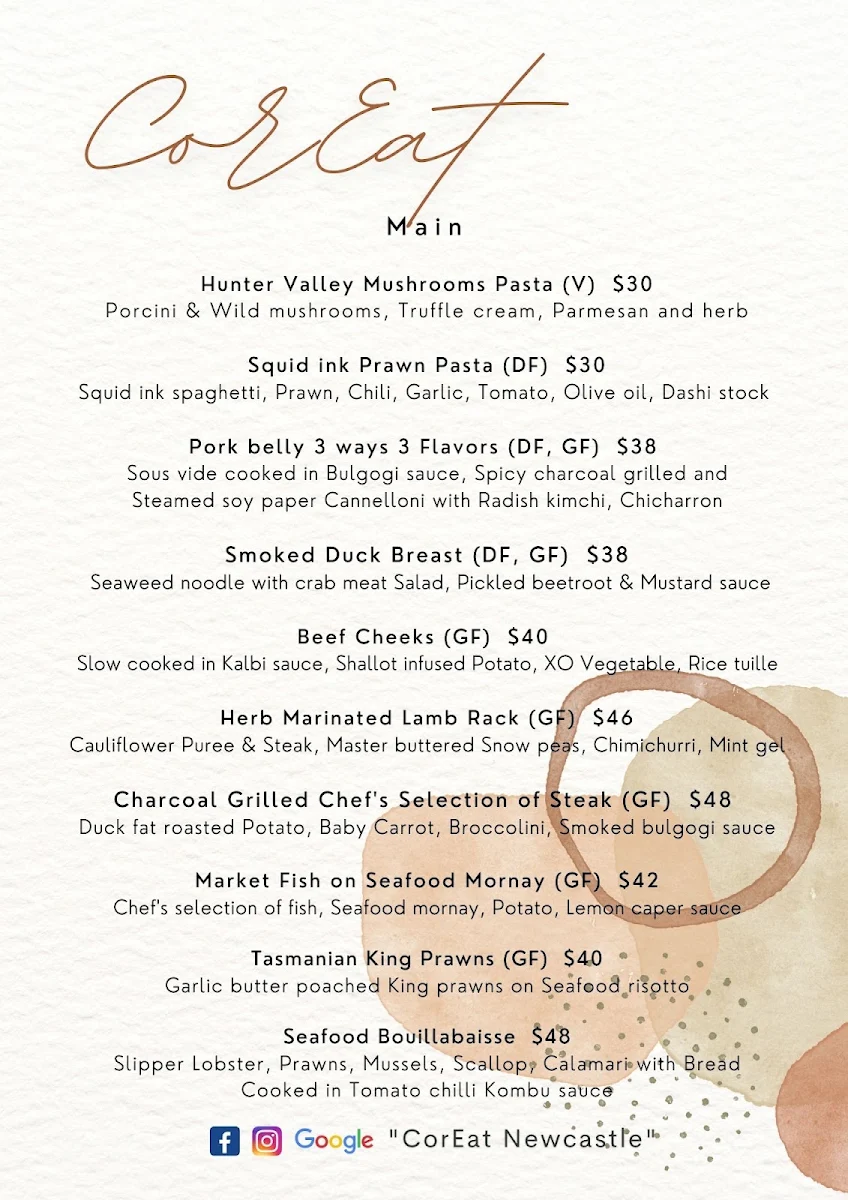 Menu, CorEat