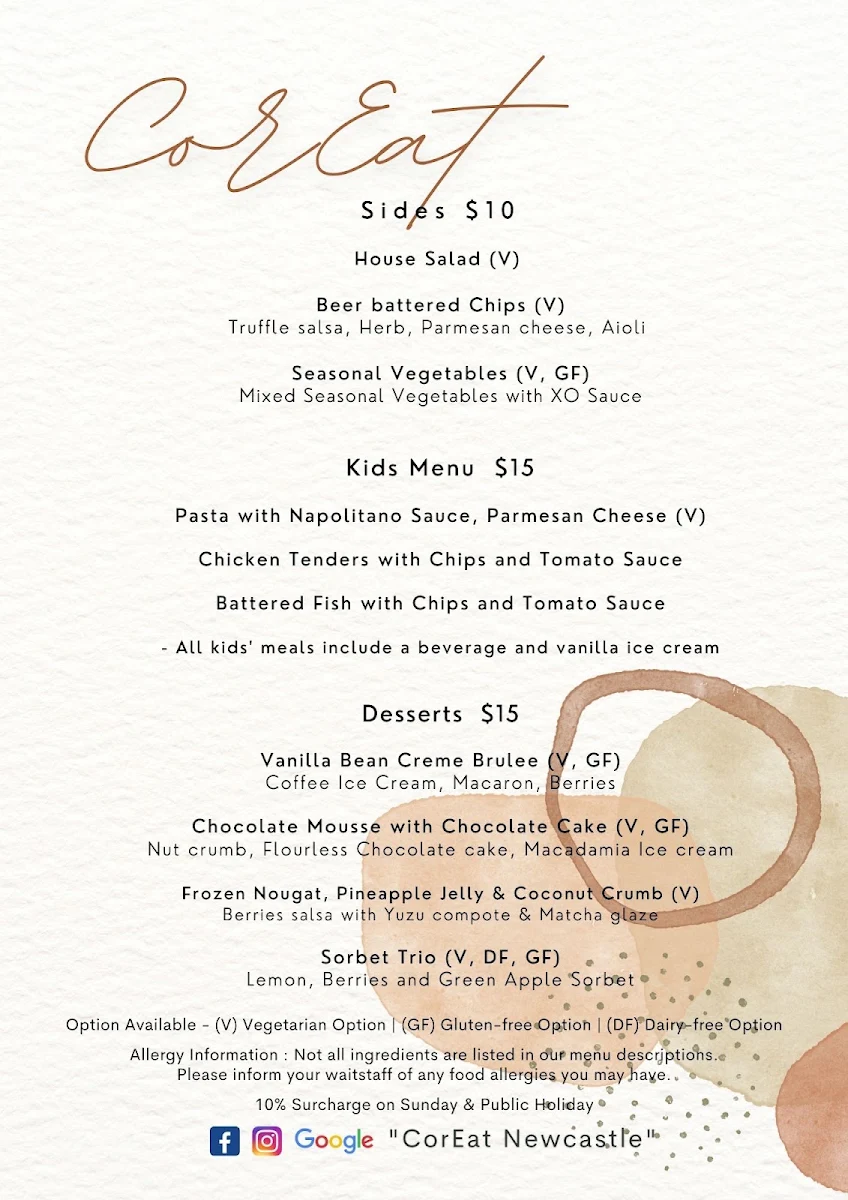 Menu, CorEat