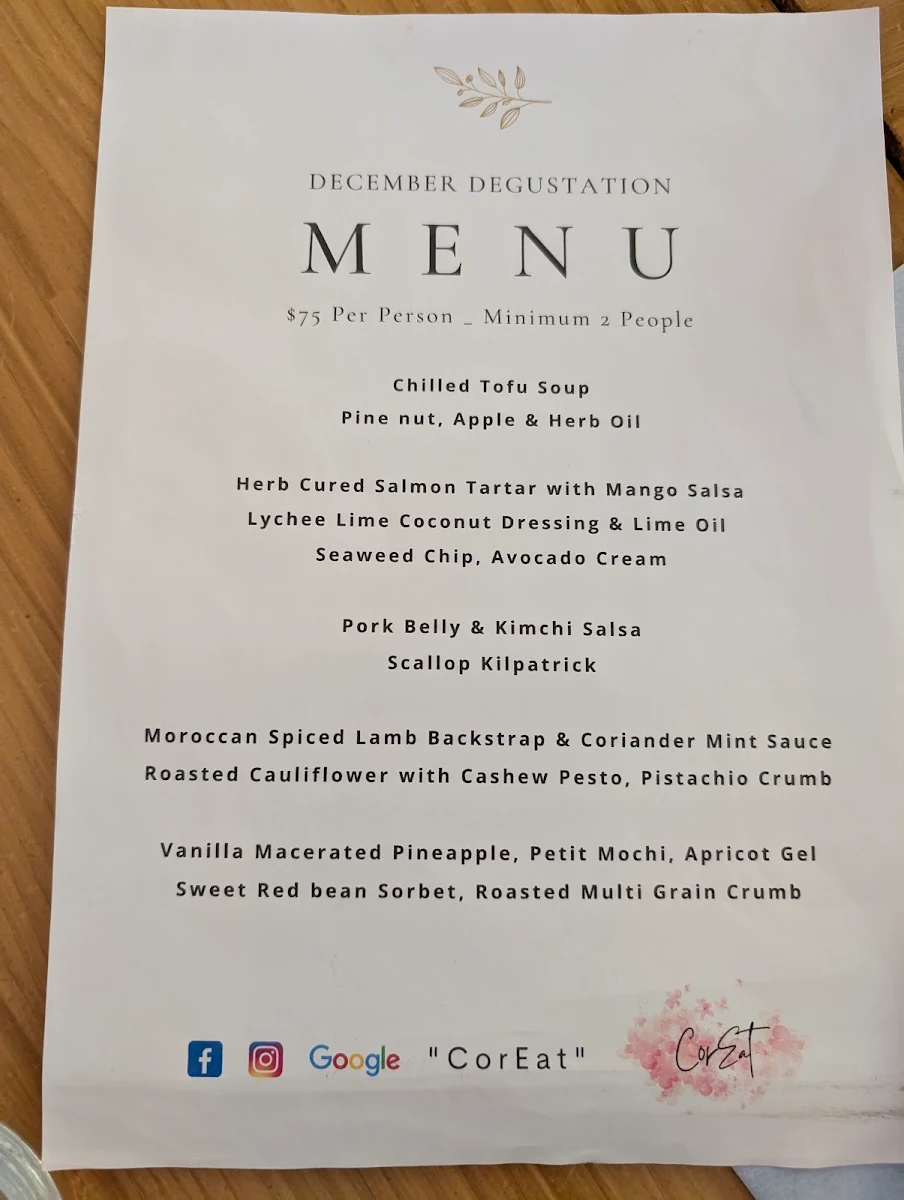 Menu, CorEat