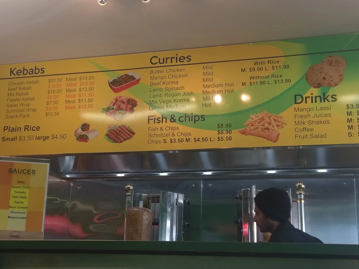 Menu, Kurri Curry and Kebabs