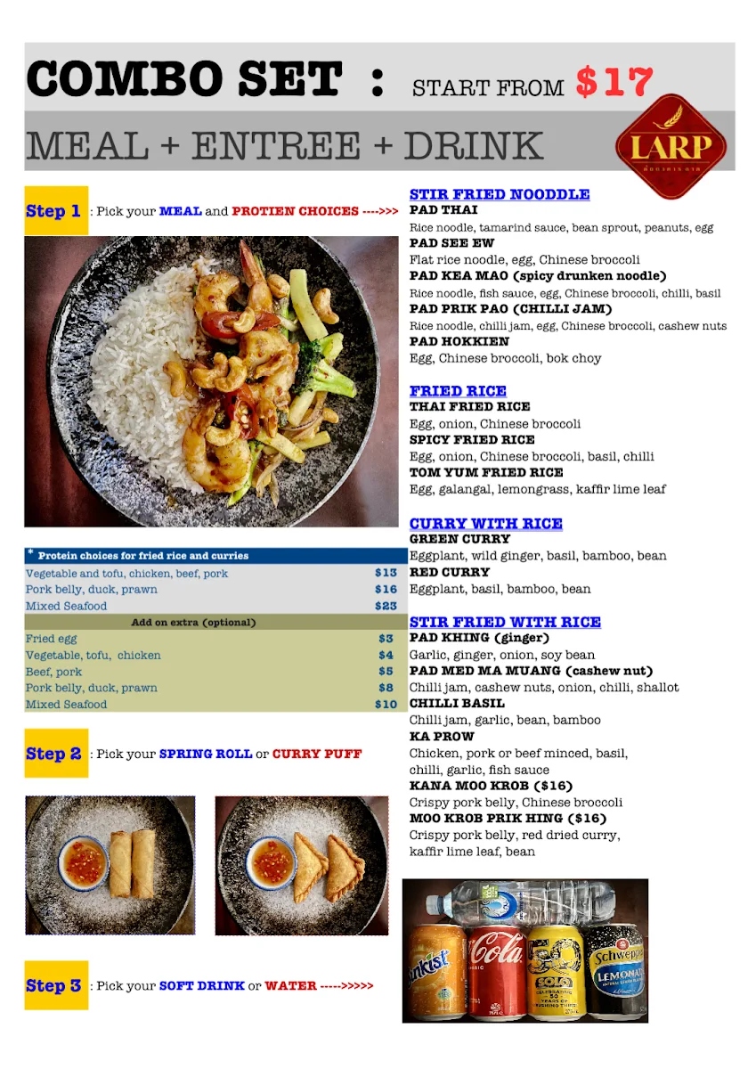 Menu, LARP Restaurant