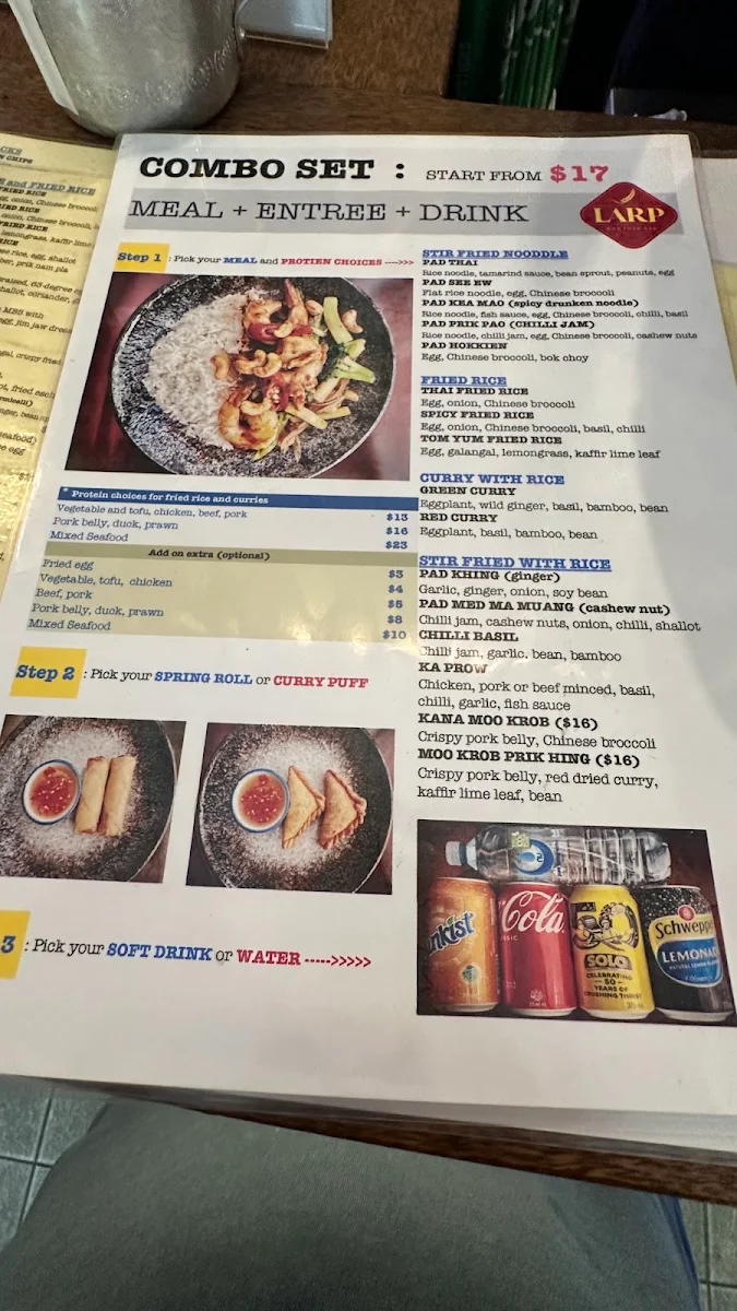 Menu, LARP Restaurant