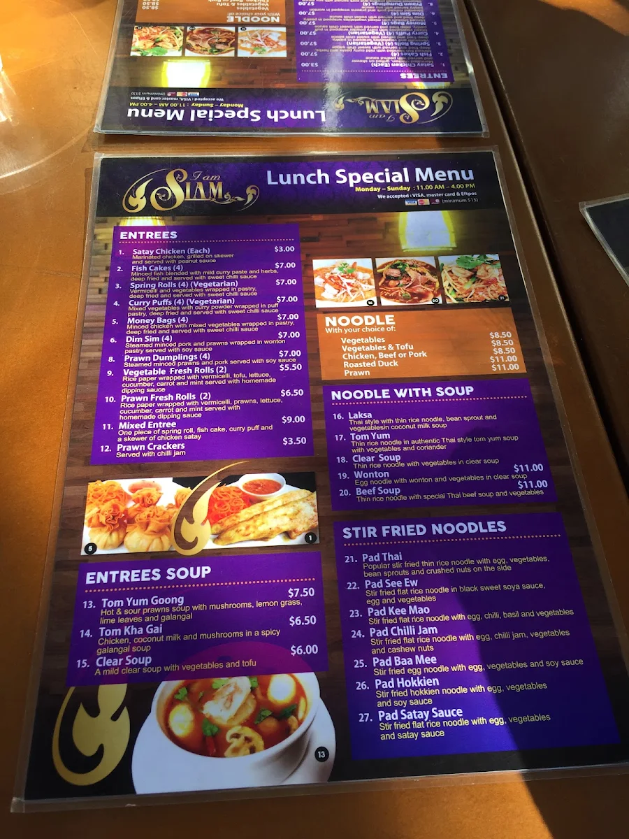Menu, LARP Restaurant