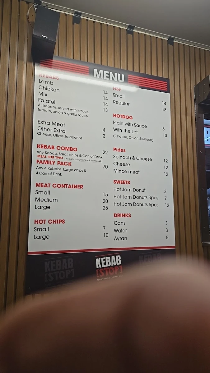 Menu, Kebab Stop
