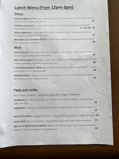 Menu, Argento Cucina