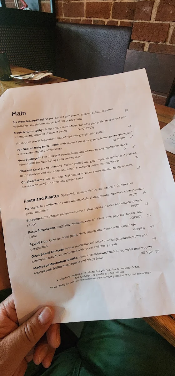 Menu, Argento Cucina