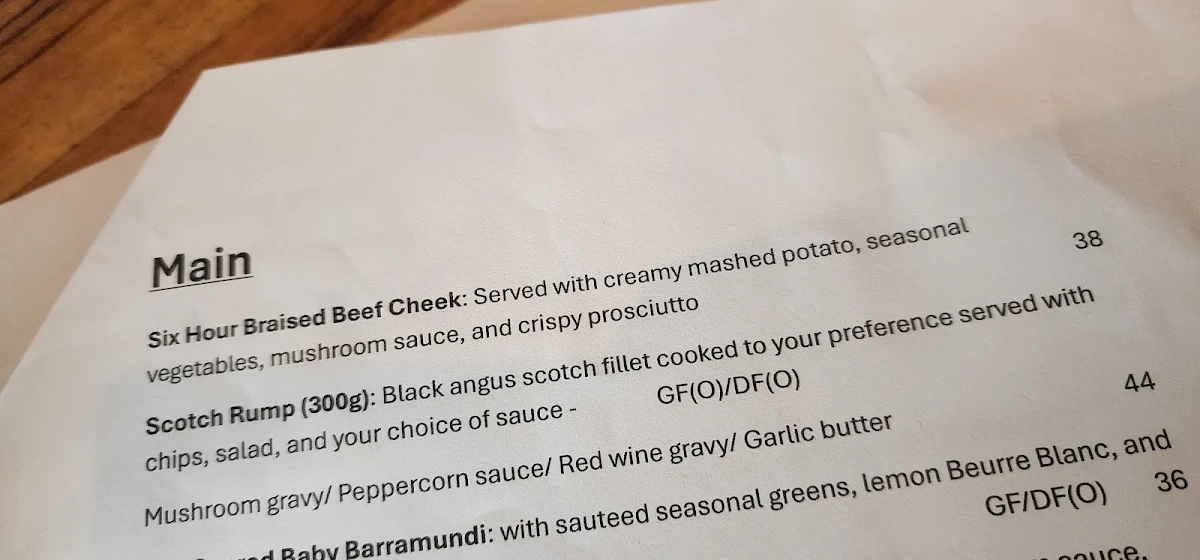 Menu, Argento Cucina