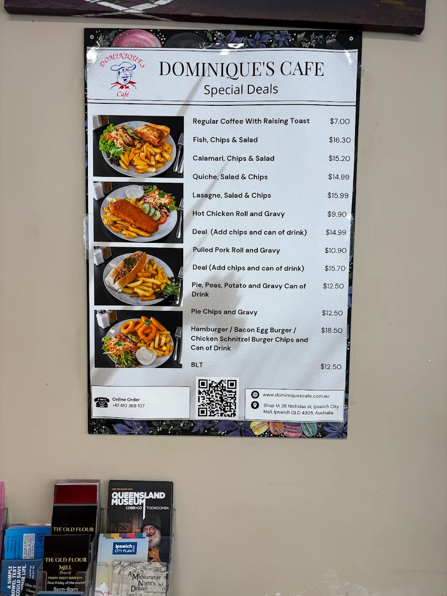 Menu, Dominique’s Café