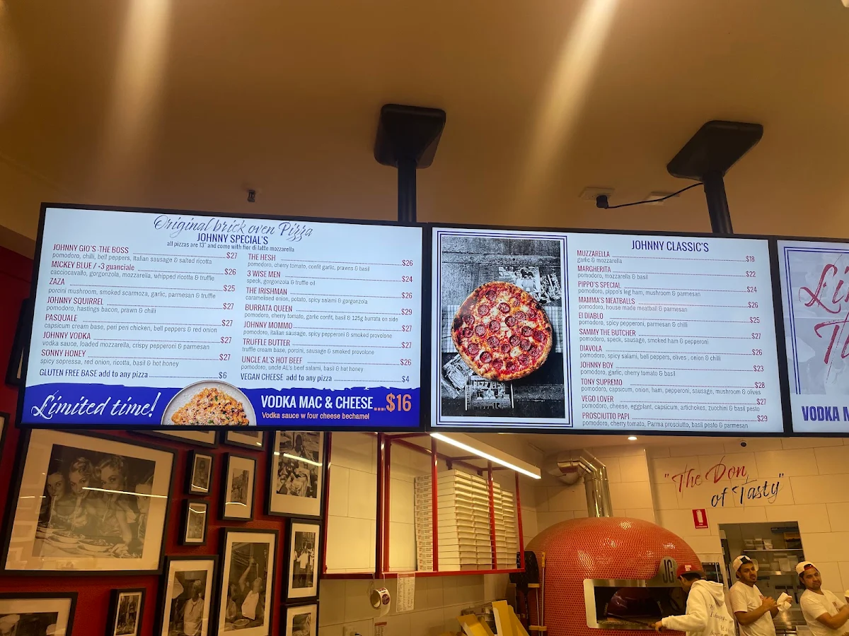 Menu, Johnny Gio's Pizza Potts Point