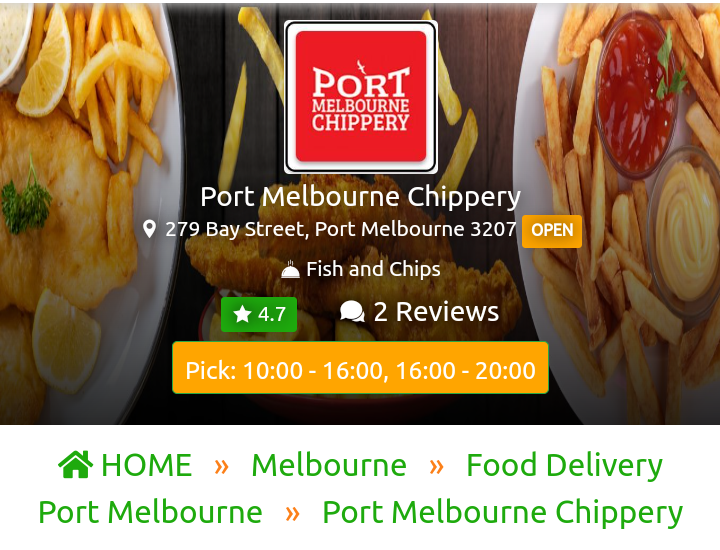 Menu, Port Melbourne Chippery