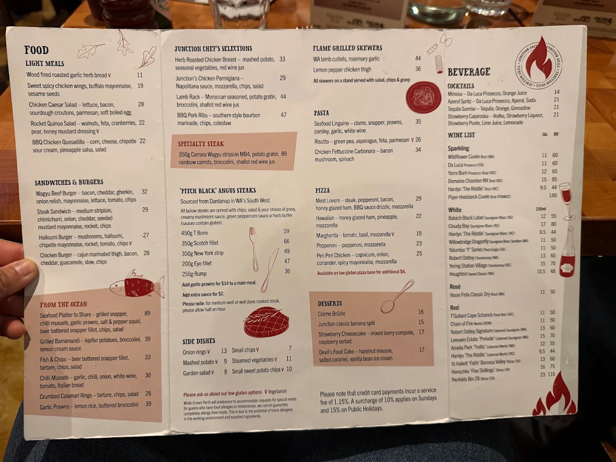 Menu, Junction Grill