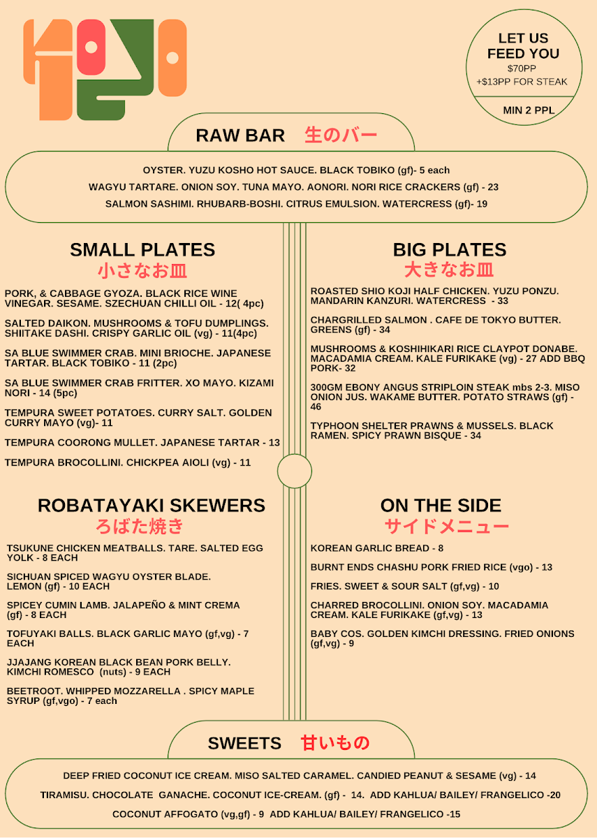 Menu, KOYO