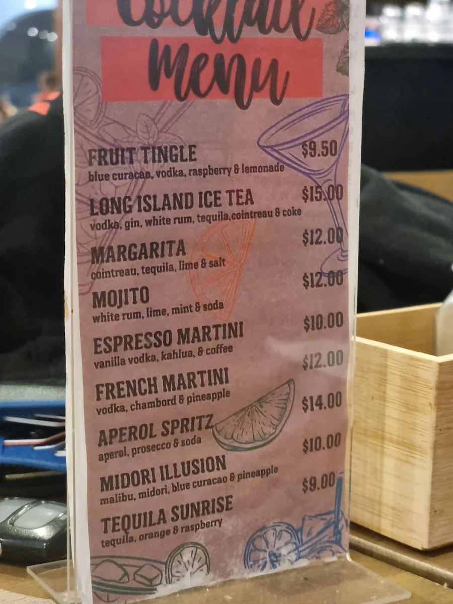 Menu, Monash Hotel